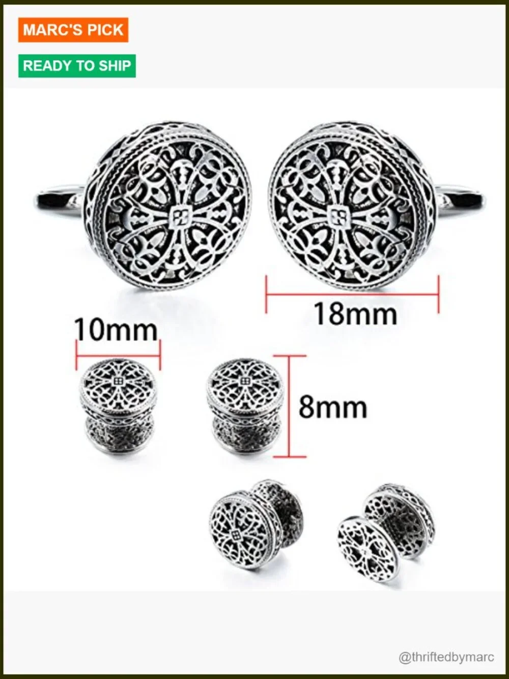 Vintage Enamel Carbon Fiber Tuxedo Cufflinks and Studs Set for Regular Wedding